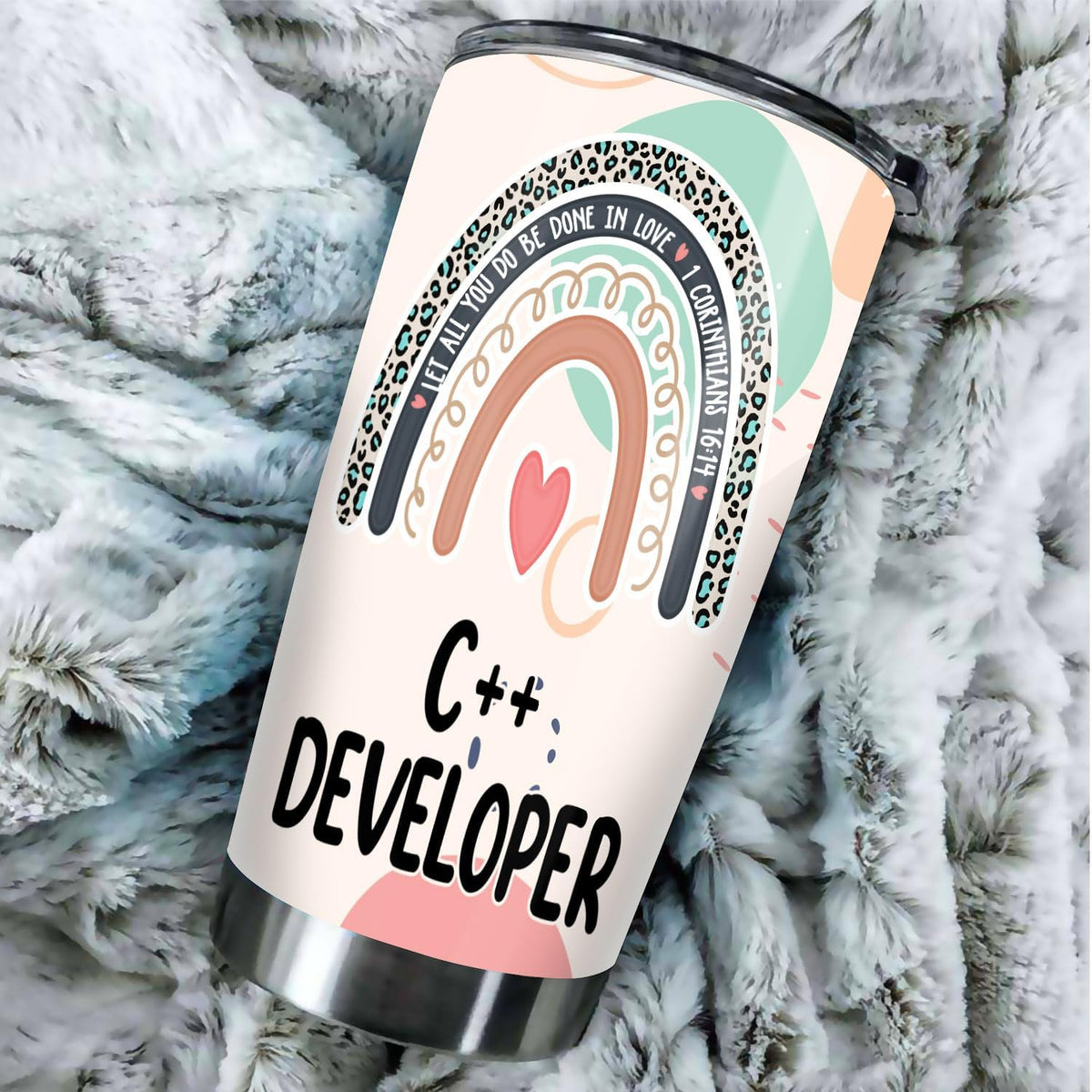 Let All You Do Be Done In Love Postal Clerk Tumbler Stainless Steel 20oz, Office Gifts Women Men Work Friends Coworker, Driking Coffee Cup For Birthday Christmas - Colors N