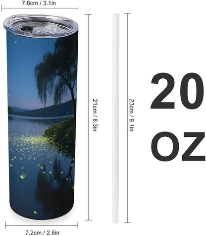 Firefly Lake Car Cup 20 Oz, Travel Coffee Tumbler - Leakproof Insulated,Reusable Water Bottle with Lid And Straw