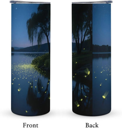 Firefly Lake Car Cup 20 Oz, Travel Coffee Tumbler - Leakproof Insulated,Reusable Water Bottle with Lid And Straw