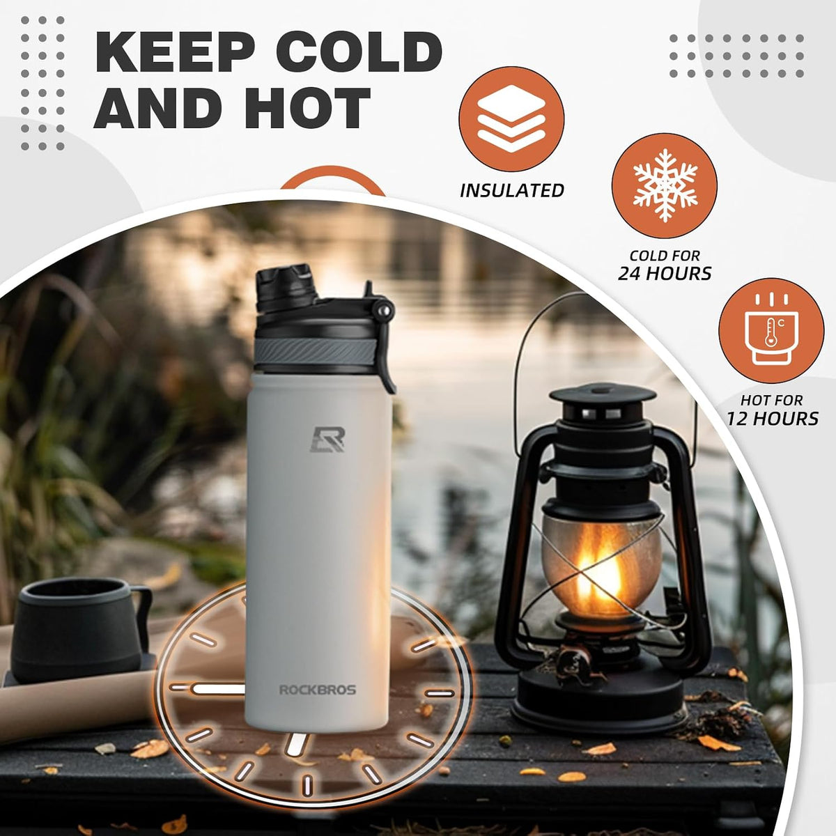 Insulated Water Bottle with Straw, Stainless Steel Sports Bottle