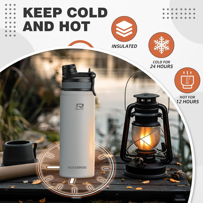 Insulated Water Bottle with Straw, Stainless Steel Sports Bottle