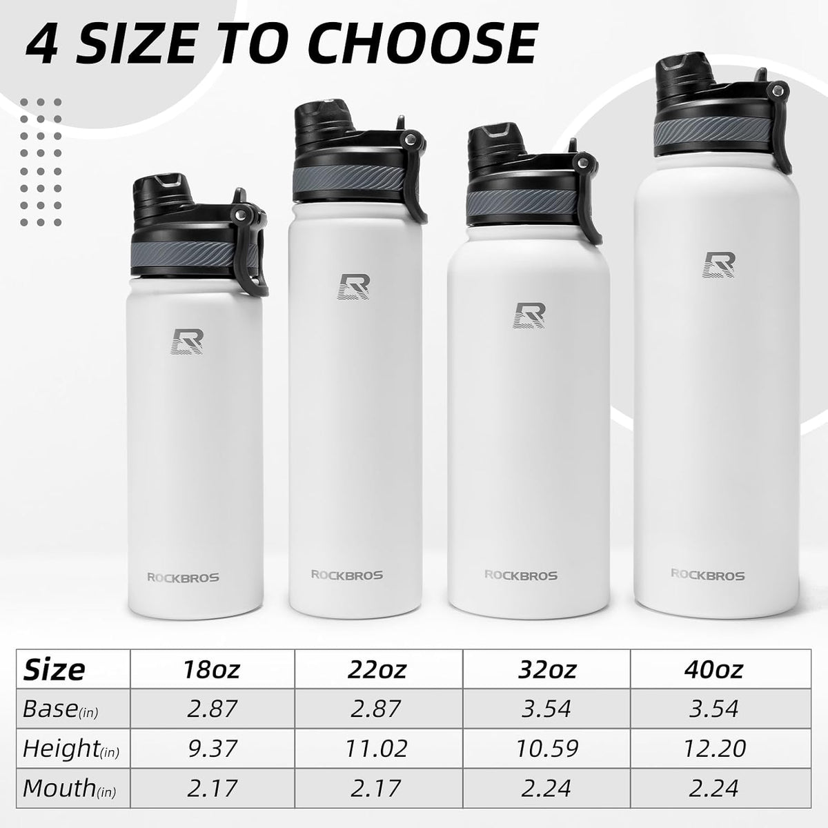 Insulated Water Bottle with Straw, Stainless Steel Sports Bottle
