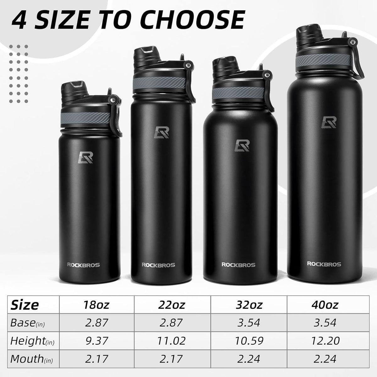 Insulated Water Bottle with Straw, Stainless Steel Sports Bottle