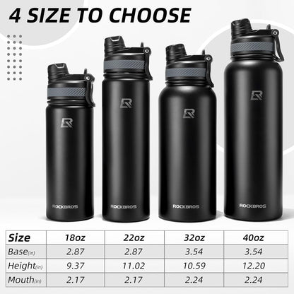 Insulated Water Bottle with Straw, Stainless Steel Sports Bottle