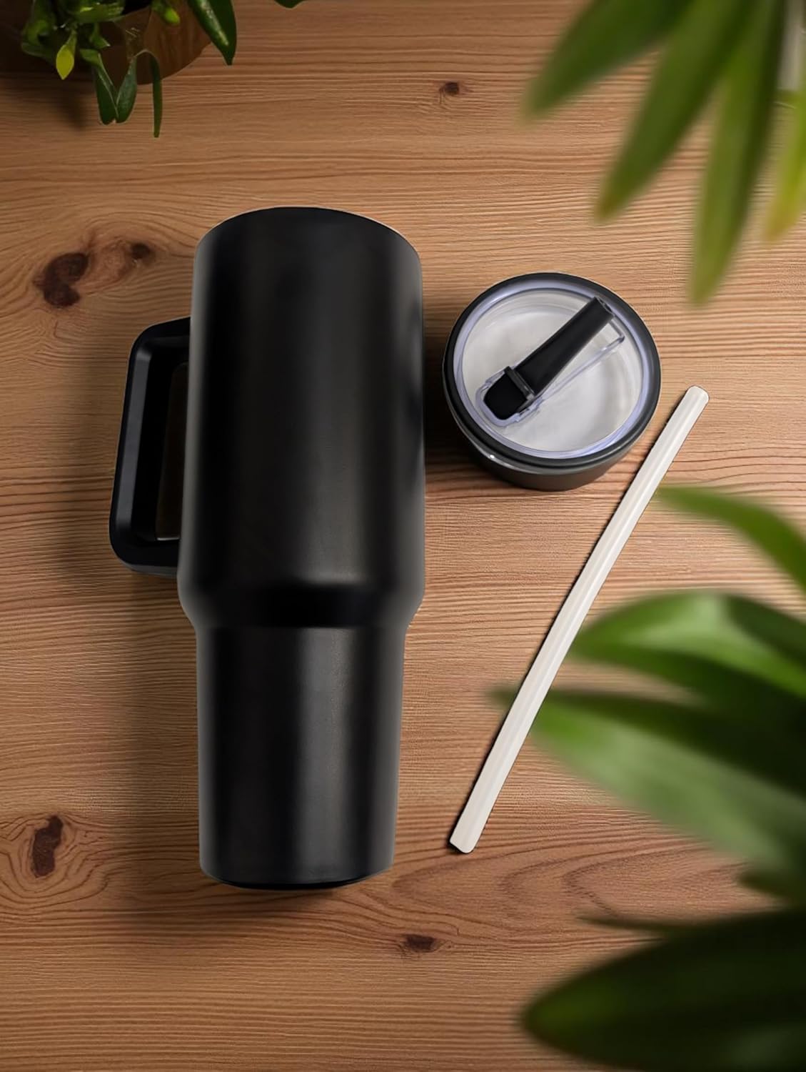 40oz Stainless Steel Tumbler with Flip Straw & Handle | Vacuum Insulated Travel Mug | Leak-Proof Lid | Hot & Cold Drinks | BPA-Free | Perfect for Office, Gym & Outdoors (Black)