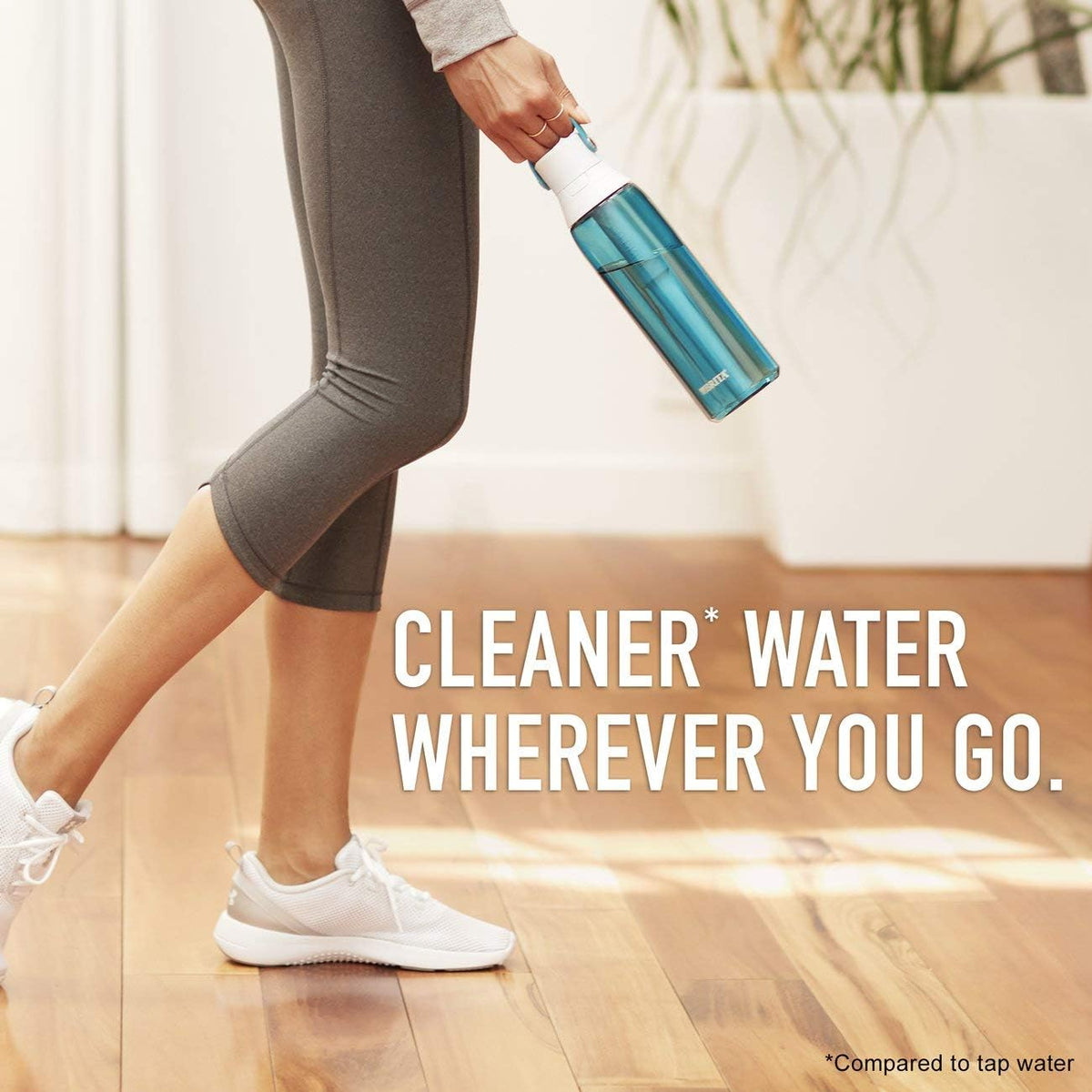 Hard-Sided Plastic Premium Filtering Water Bottle, BPA-Free, Reusable, Replaces 300 Plastic Water Bottles, Filter Lasts 2 Months or 40 Gallons, Includes 1 Filter, Sea Glass - 26 oz.