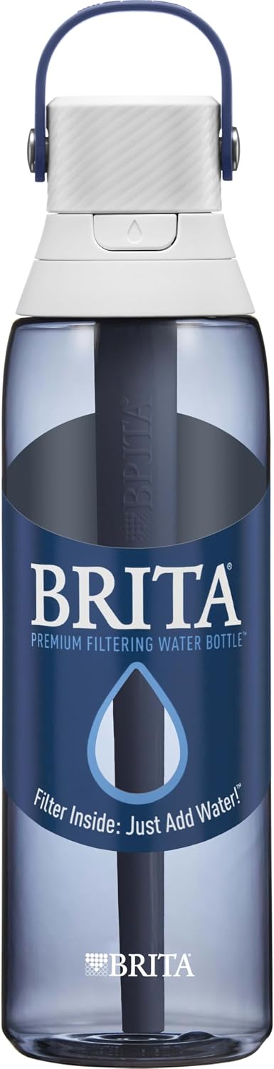 Hard-Sided Plastic Premium Filtering Water Bottle, BPA-Free, Reusable, Replaces 300 Plastic Water Bottles, Filter Lasts 2 Months or 40 Gallons, Includes 1 Filter, Sea Glass - 26 oz.