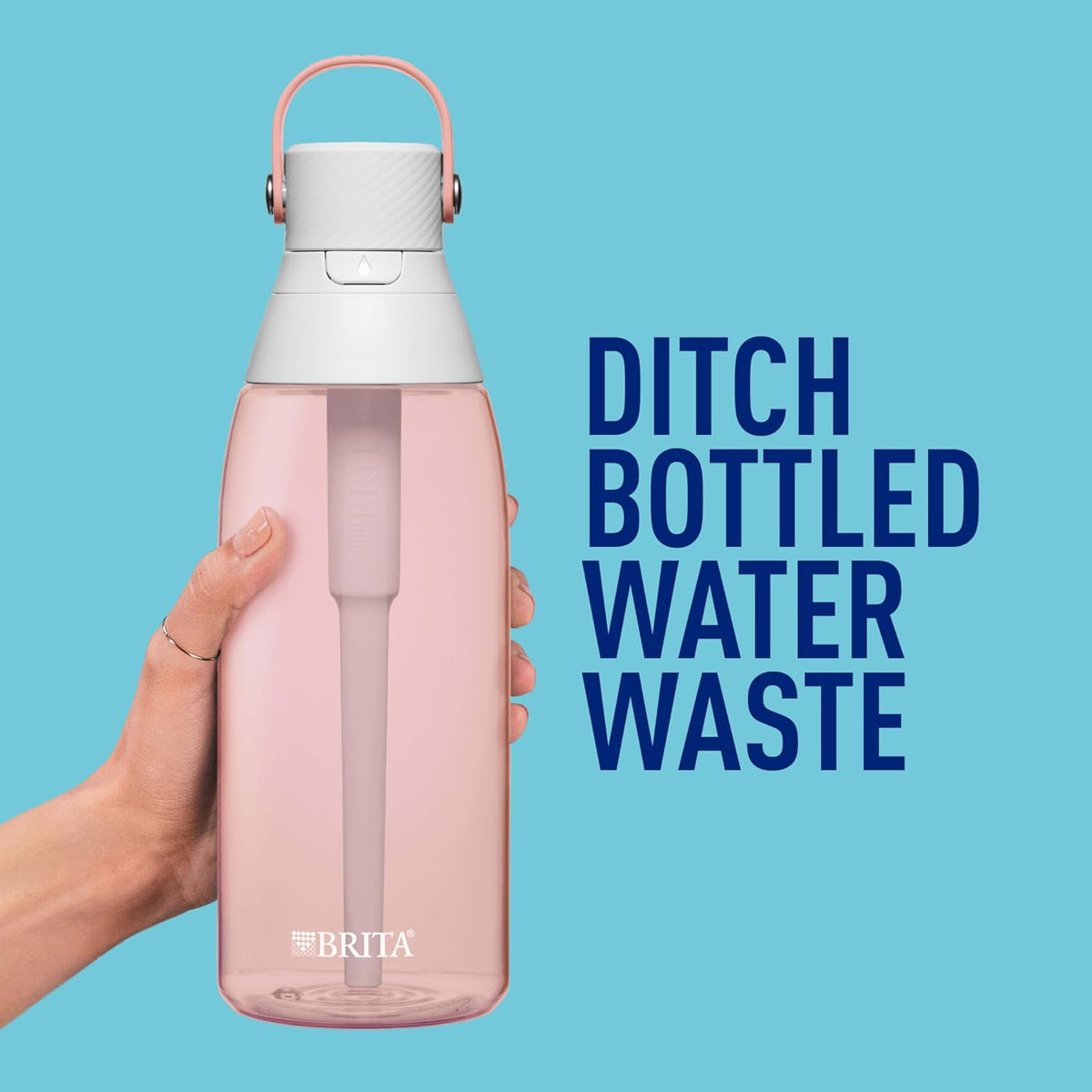 Hard-Sided Plastic Premium Filtering Water Bottle, BPA-Free, Reusable, Replaces 300 Plastic Water Bottles, Filter Lasts 2 Months or 40 Gallons, Includes 1 Filter, Sea Glass - 26 oz.