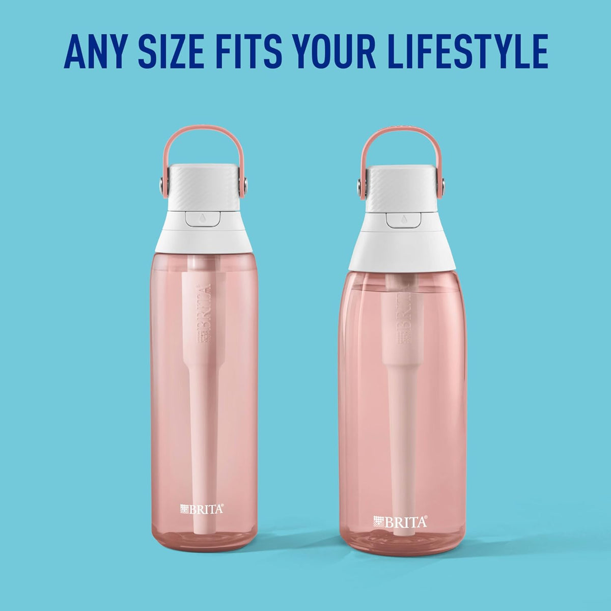 Hard-Sided Plastic Premium Filtering Water Bottle, BPA-Free, Reusable, Replaces 300 Plastic Water Bottles, Filter Lasts 2 Months or 40 Gallons, Includes 1 Filter, Sea Glass - 26 oz.