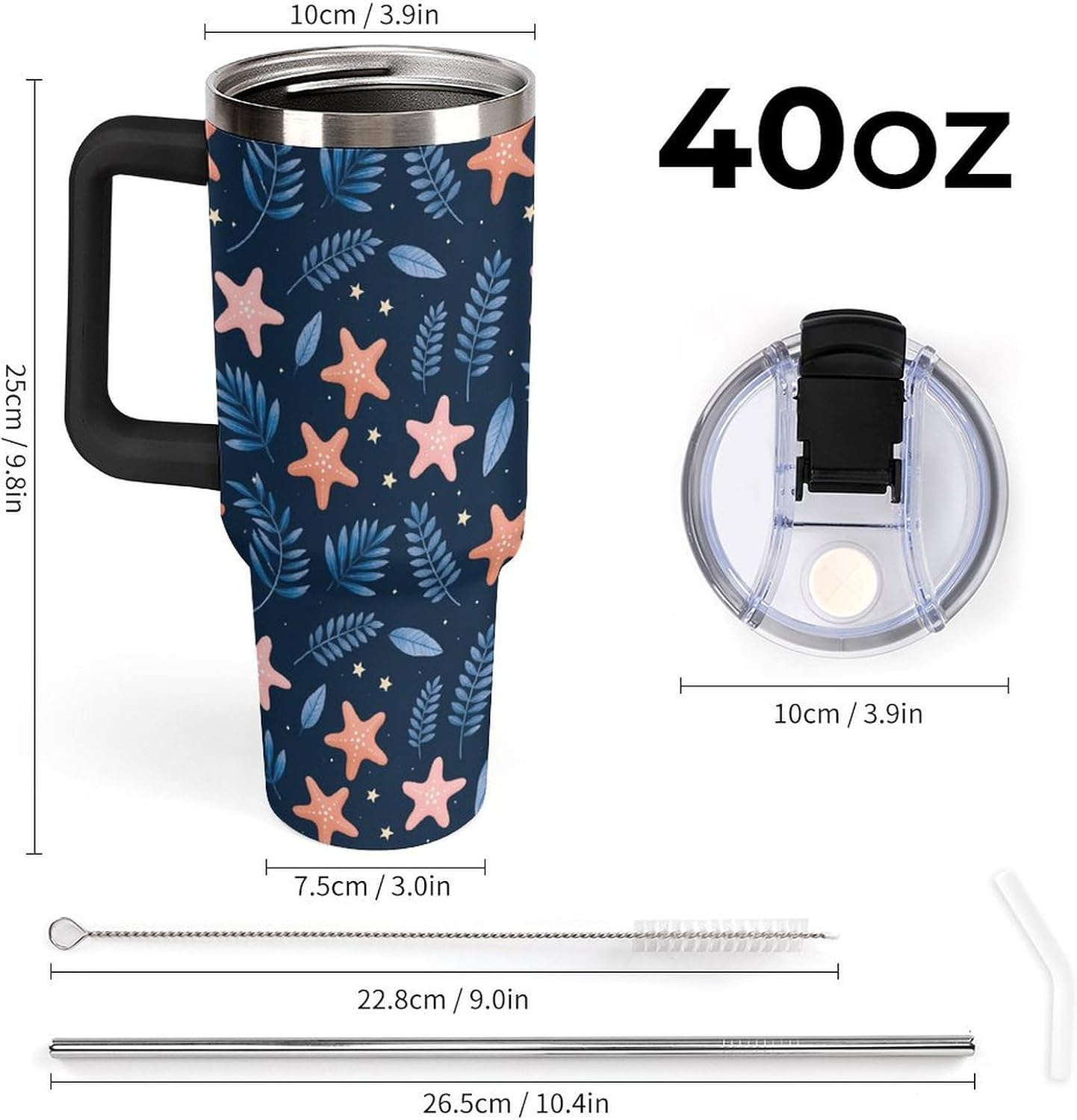 Leakproof Tumbler Vacuum Sealed Car Holder Friendly For Travel Simple Minimalist White Poppy Flower Pattern Coffee Mug Light Rose Red-style-27 - Colors H