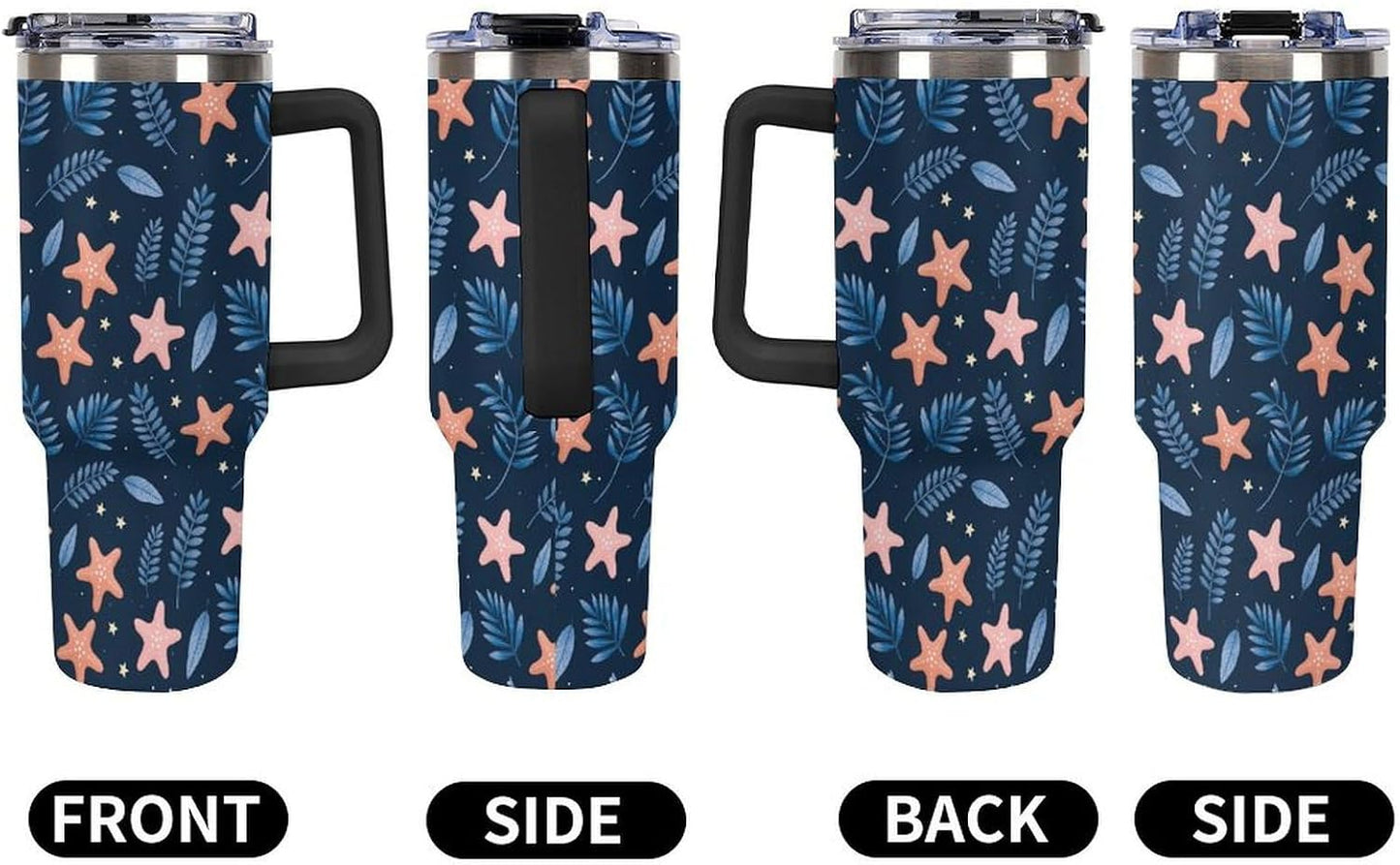 Leakproof Tumbler Vacuum Sealed Car Holder Friendly For Travel Simple Minimalist White Poppy Flower Pattern Coffee Mug Light Rose Red-style-27 - Colors H