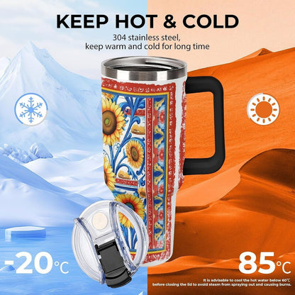 Leakproof Tumbler Vacuum Sealed Car Holder Friendly For Travel Simple Minimalist White Poppy Flower Pattern Coffee Mug Light Rose Red-style-27 - Colors H