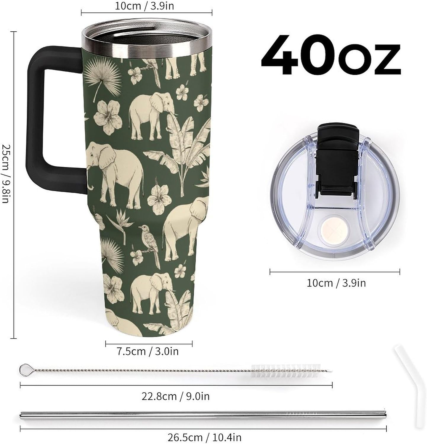 Leakproof Tumbler Vacuum Sealed Car Holder Friendly For Travel Simple Minimalist White Poppy Flower Pattern Coffee Mug Light Rose Red-style-27 - Colors H