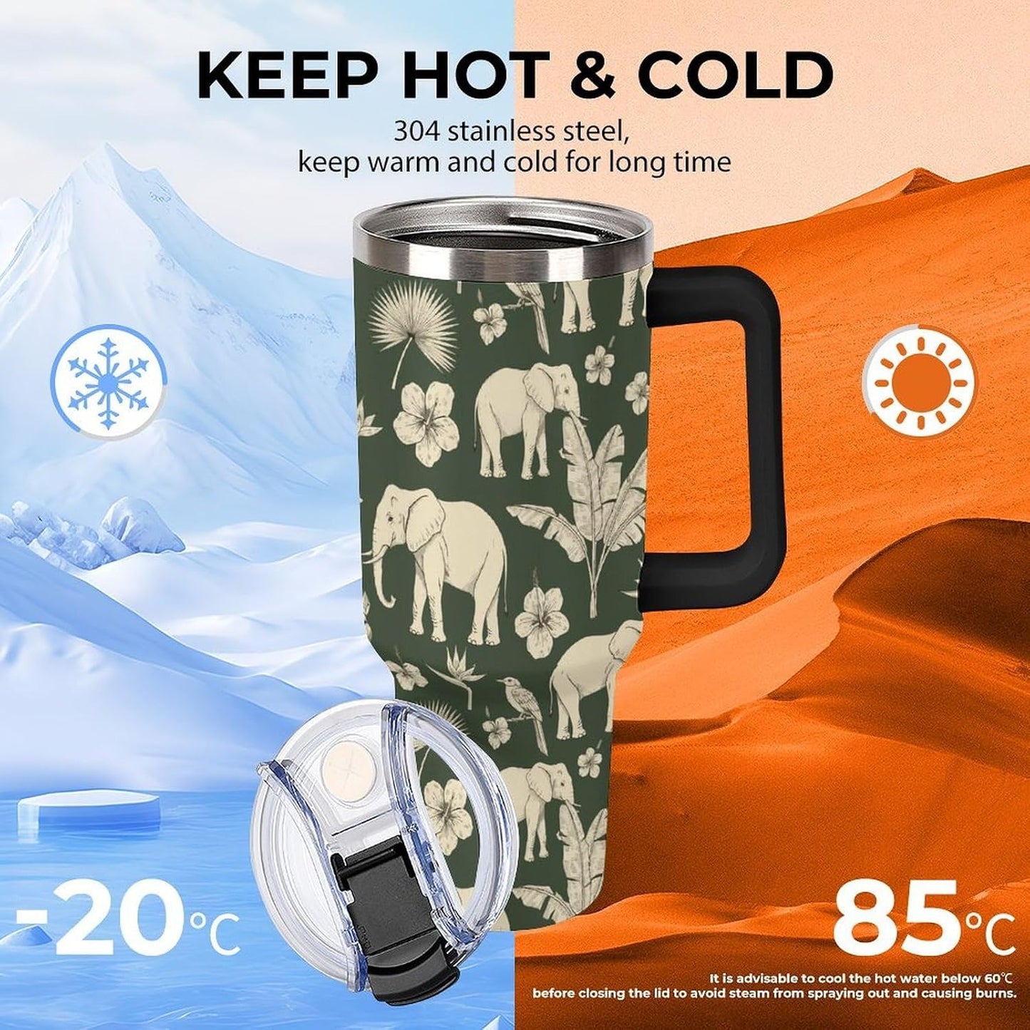 Leakproof Tumbler Vacuum Sealed Car Holder Friendly For Travel Simple Minimalist White Poppy Flower Pattern Coffee Mug Light Rose Red-style-27 - Colors H