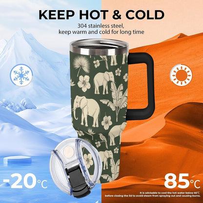 Leakproof Tumbler Vacuum Sealed Car Holder Friendly For Travel Simple Minimalist White Poppy Flower Pattern Coffee Mug Light Rose Red-style-27 - Colors H