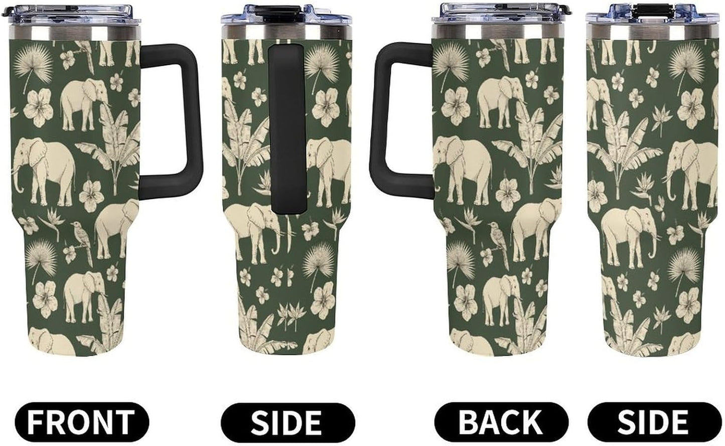 Leakproof Tumbler Vacuum Sealed Car Holder Friendly For Travel Simple Minimalist White Poppy Flower Pattern Coffee Mug Light Rose Red-style-27 - Colors H