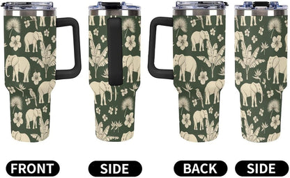 Leakproof Tumbler Vacuum Sealed Car Holder Friendly For Travel Simple Minimalist White Poppy Flower Pattern Coffee Mug Light Rose Red-style-27 - Colors H