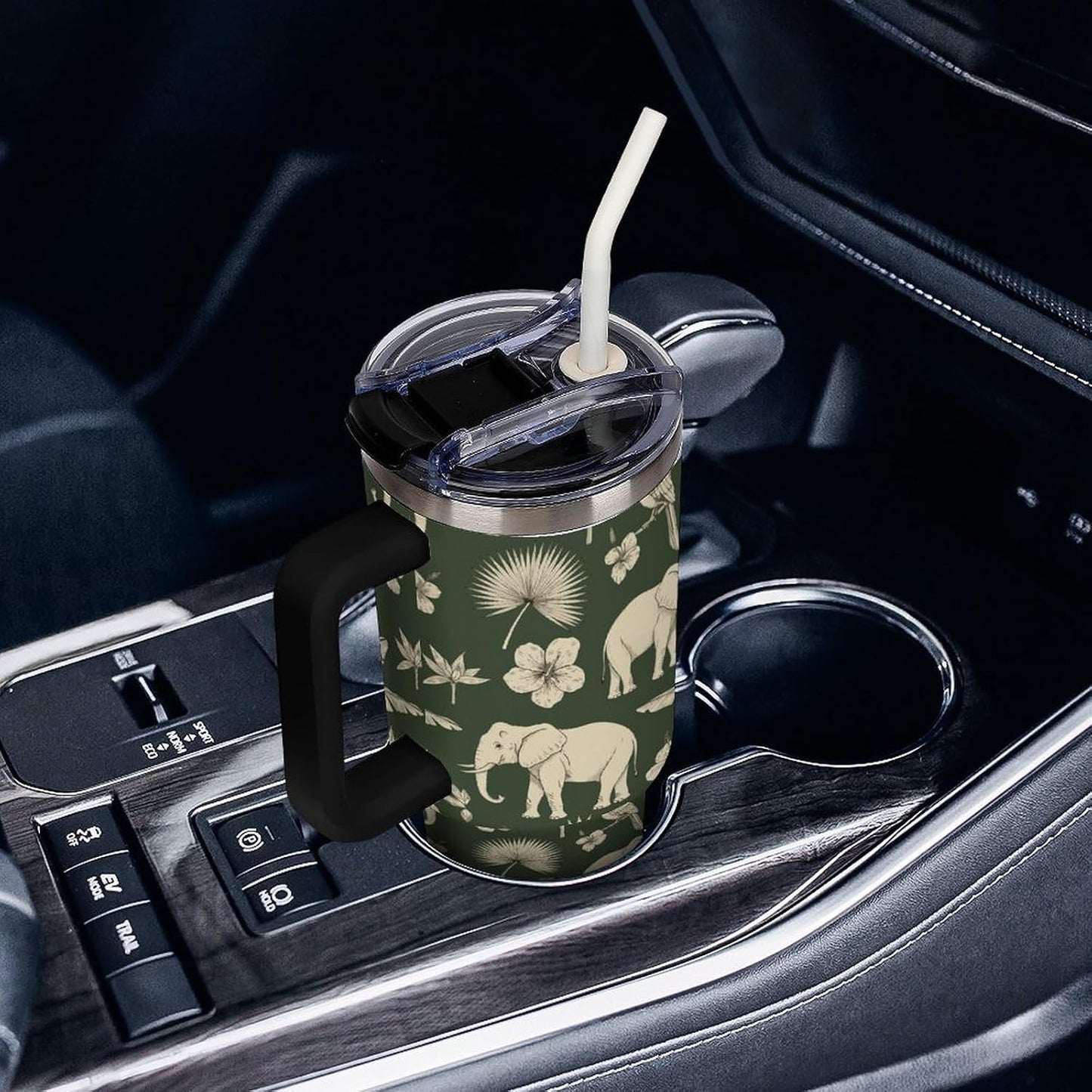 Leakproof Tumbler Vacuum Sealed Car Holder Friendly For Travel Simple Minimalist White Poppy Flower Pattern Coffee Mug Light Rose Red-style-27 - Colors H