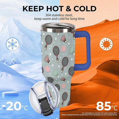 Leakproof Tumbler Vacuum Sealed Car Holder Friendly For Travel Simple Minimalist White Poppy Flower Pattern Coffee Mug Light Rose Red-style-27 - Colors H