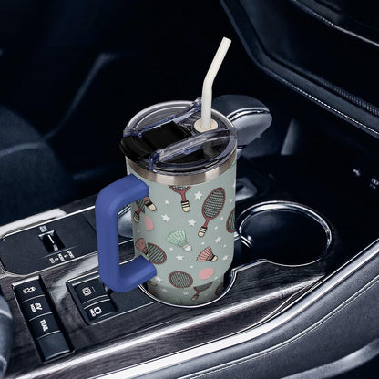 Leakproof Tumbler Vacuum Sealed Car Holder Friendly For Travel Simple Minimalist White Poppy Flower Pattern Coffee Mug Light Rose Red-style-27 - Colors H