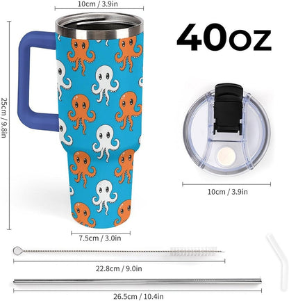 Leakproof Tumbler Vacuum Sealed Car Holder Friendly For Travel Simple Minimalist White Poppy Flower Pattern Coffee Mug Light Rose Red-style-27 - Colors H