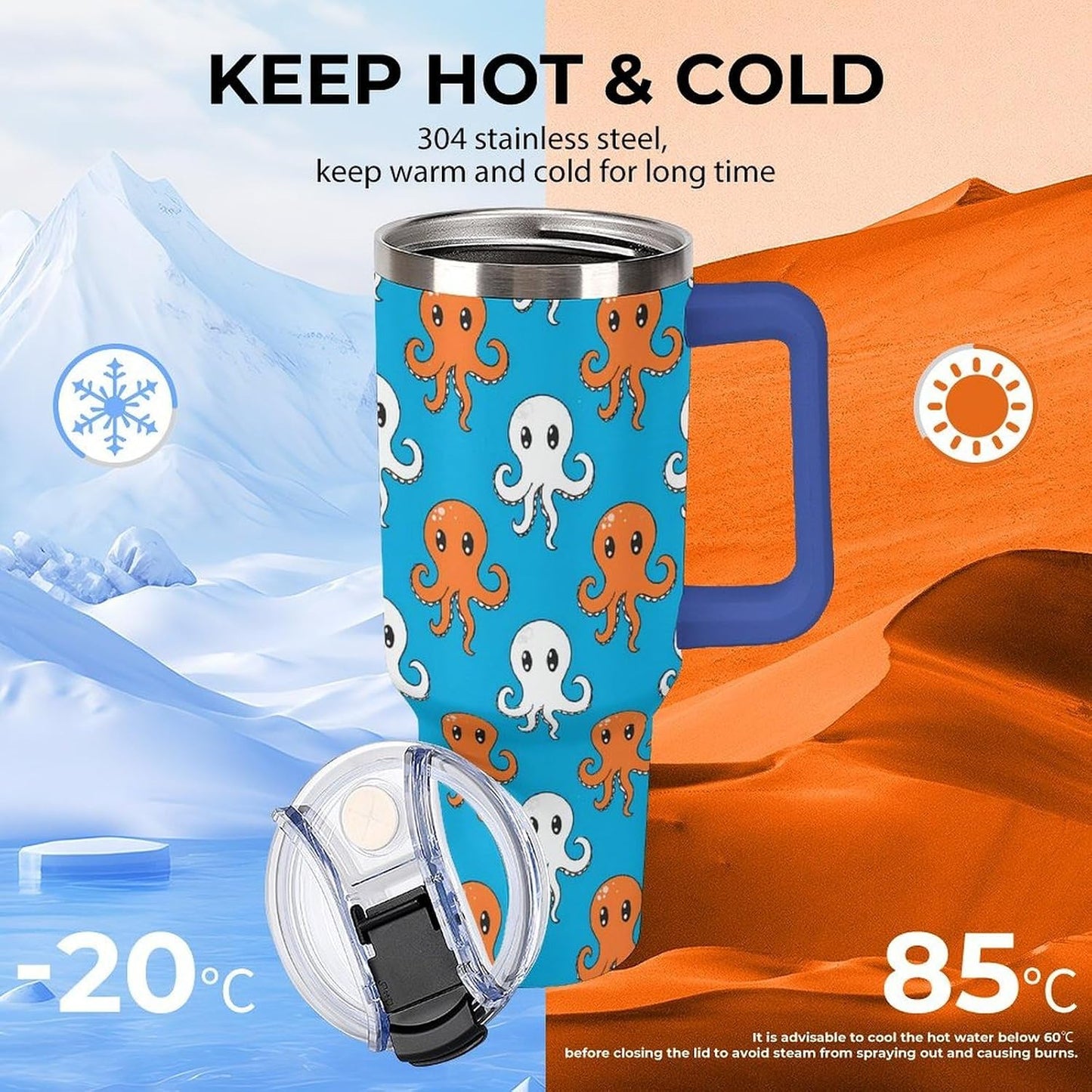 Leakproof Tumbler Vacuum Sealed Car Holder Friendly For Travel Simple Minimalist White Poppy Flower Pattern Coffee Mug Light Rose Red-style-27 - Colors H