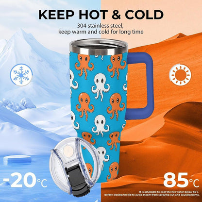 Leakproof Tumbler Vacuum Sealed Car Holder Friendly For Travel Simple Minimalist White Poppy Flower Pattern Coffee Mug Light Rose Red-style-27 - Colors H