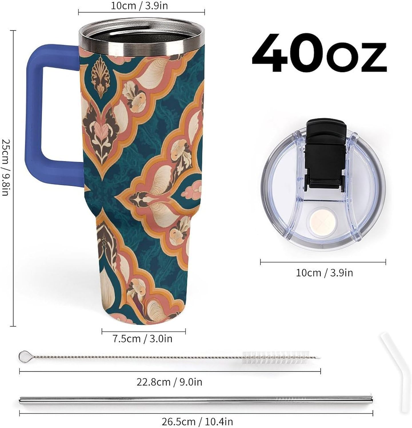 Leakproof Tumbler Vacuum Sealed Car Holder Friendly For Travel Simple Minimalist White Poppy Flower Pattern Coffee Mug Light Rose Red-style-27 - Colors H