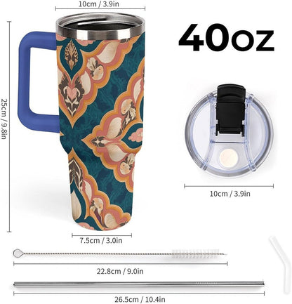 Leakproof Tumbler Vacuum Sealed Car Holder Friendly For Travel Simple Minimalist White Poppy Flower Pattern Coffee Mug Light Rose Red-style-27 - Colors H