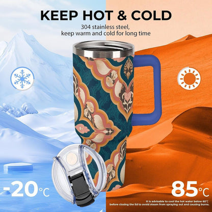 Leakproof Tumbler Vacuum Sealed Car Holder Friendly For Travel Simple Minimalist White Poppy Flower Pattern Coffee Mug Light Rose Red-style-27 - Colors H