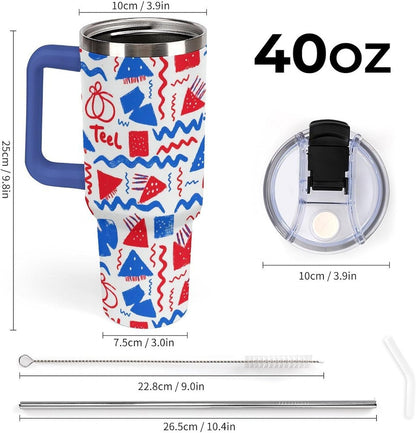 Leakproof Tumbler Vacuum Sealed Car Holder Friendly For Travel Simple Minimalist White Poppy Flower Pattern Coffee Mug Light Rose Red-style-27 - Colors H