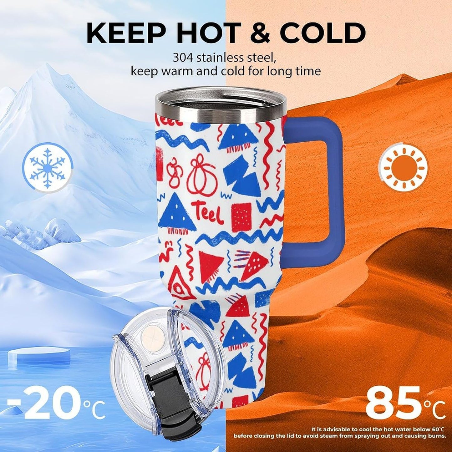 Leakproof Tumbler Vacuum Sealed Car Holder Friendly For Travel Simple Minimalist White Poppy Flower Pattern Coffee Mug Light Rose Red-style-27 - Colors H
