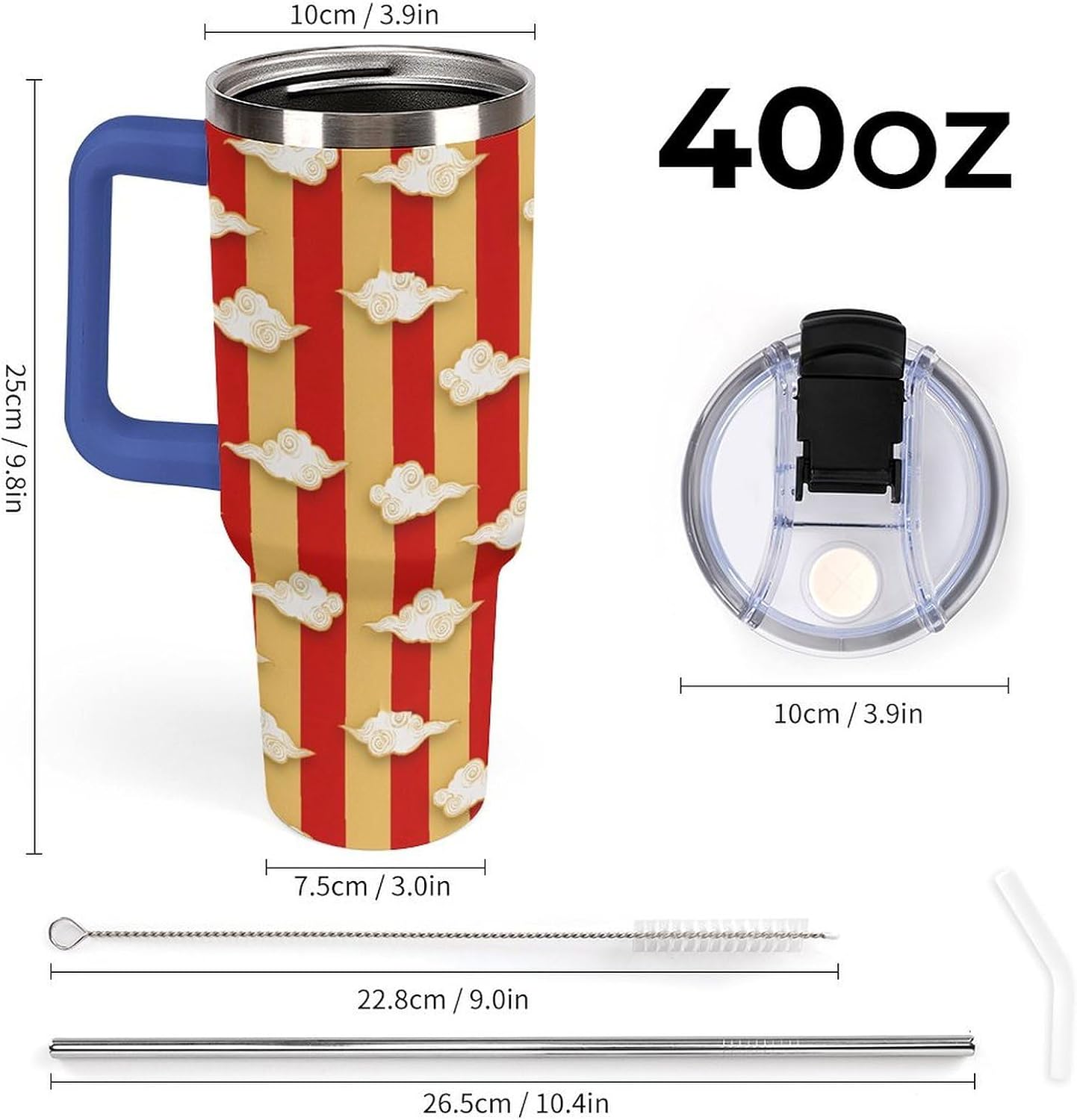 Leakproof Tumbler Vacuum Sealed Car Holder Friendly For Travel Simple Minimalist White Poppy Flower Pattern Coffee Mug Light Rose Red-style-27 - Colors H