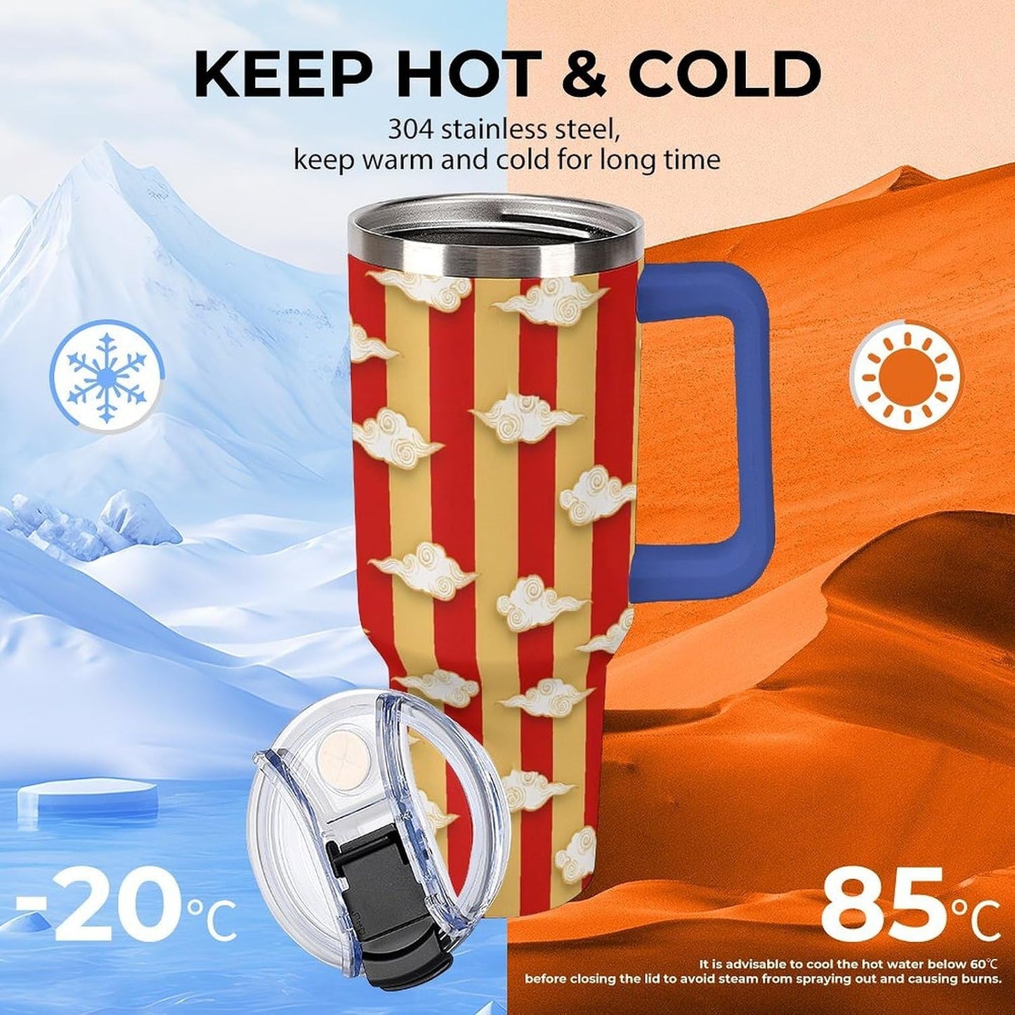 Leakproof Tumbler Vacuum Sealed Car Holder Friendly For Travel Simple Minimalist White Poppy Flower Pattern Coffee Mug Light Rose Red-style-27 - Colors H