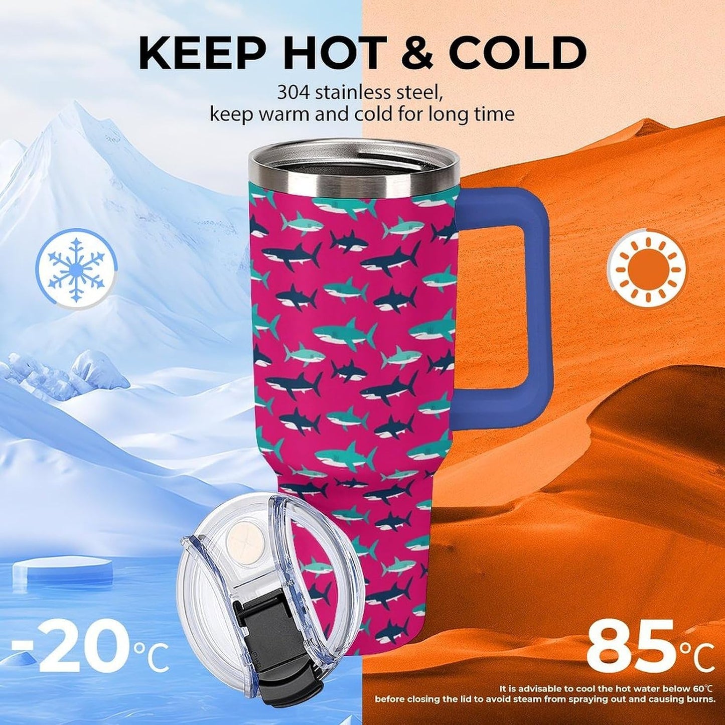 Leakproof Tumbler Vacuum Sealed Car Holder Friendly For Travel Simple Minimalist White Poppy Flower Pattern Coffee Mug Light Rose Red-style-27 - Colors H