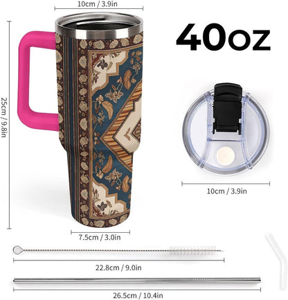 Leakproof Tumbler Vacuum Sealed Car Holder Friendly For Travel Simple Minimalist White Poppy Flower Pattern Coffee Mug Light Rose Red-style-27 - Colors H