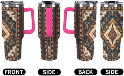 Leakproof Tumbler Vacuum Sealed Car Holder Friendly For Travel Simple Minimalist White Poppy Flower Pattern Coffee Mug Light Rose Red-style-27 - Colors H