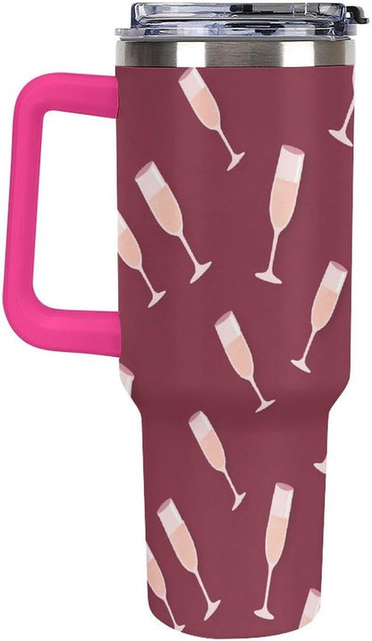 Leakproof Tumbler Vacuum Sealed Car Holder Friendly For Travel Simple Minimalist White Poppy Flower Pattern Coffee Mug Light Rose Red-style-27 - Colors H