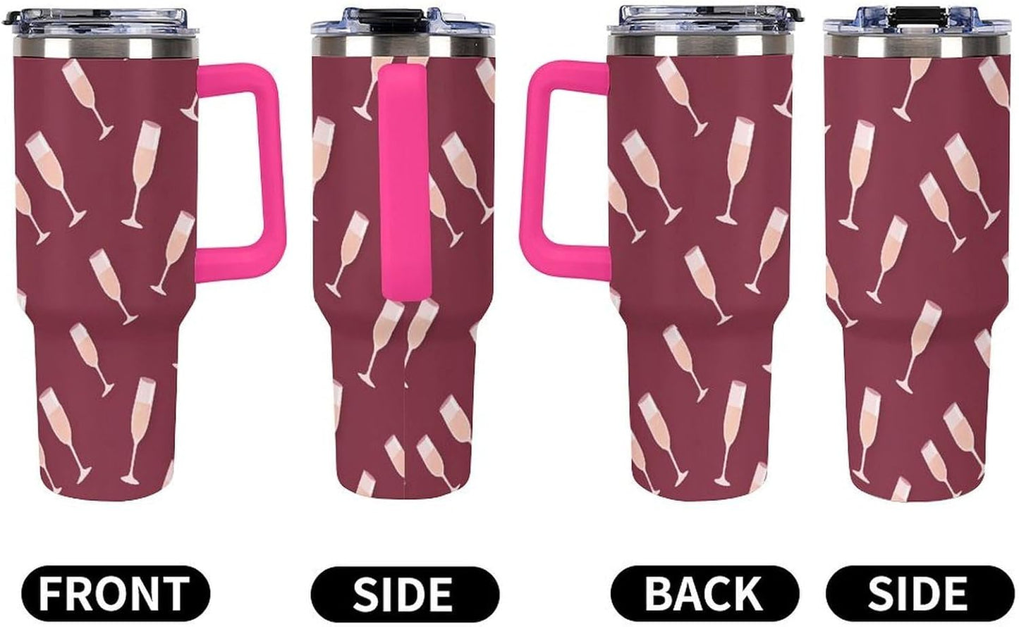 Leakproof Tumbler Vacuum Sealed Car Holder Friendly For Travel Simple Minimalist White Poppy Flower Pattern Coffee Mug Light Rose Red-style-27 - Colors H