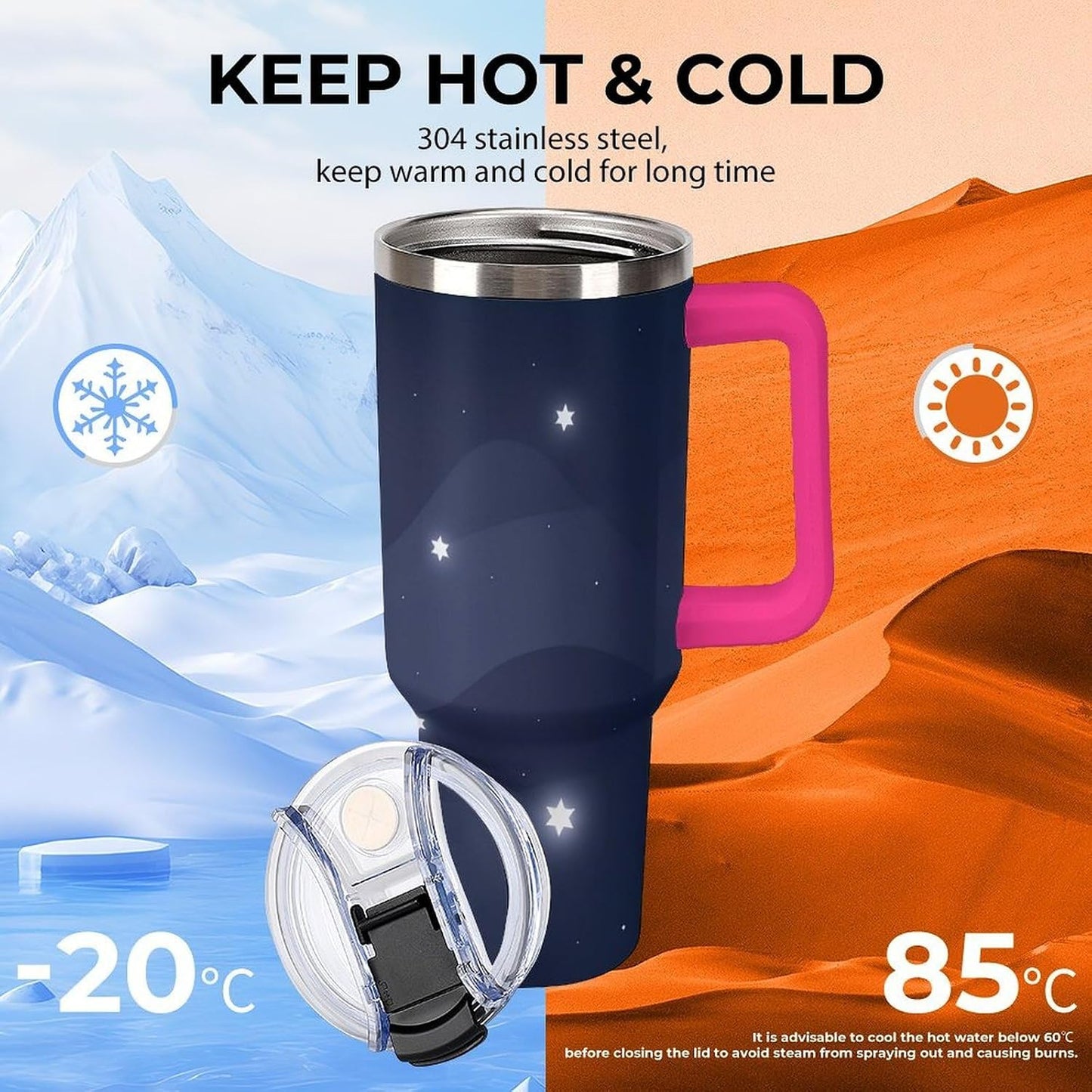 Leakproof Tumbler Vacuum Sealed Car Holder Friendly For Travel Simple Minimalist White Poppy Flower Pattern Coffee Mug Light Rose Red-style-27 - Colors H