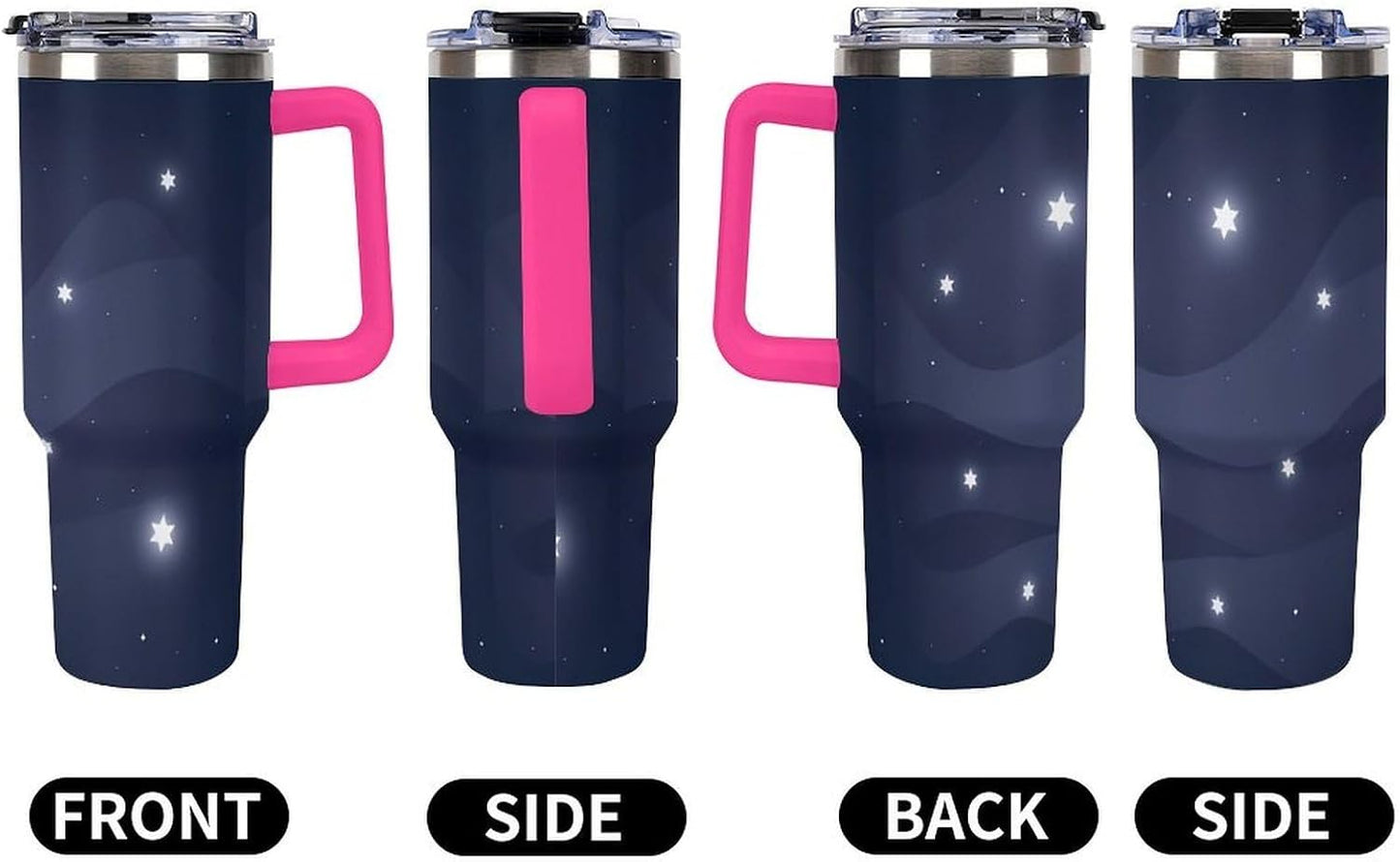 Leakproof Tumbler Vacuum Sealed Car Holder Friendly For Travel Simple Minimalist White Poppy Flower Pattern Coffee Mug Light Rose Red-style-27 - Colors H