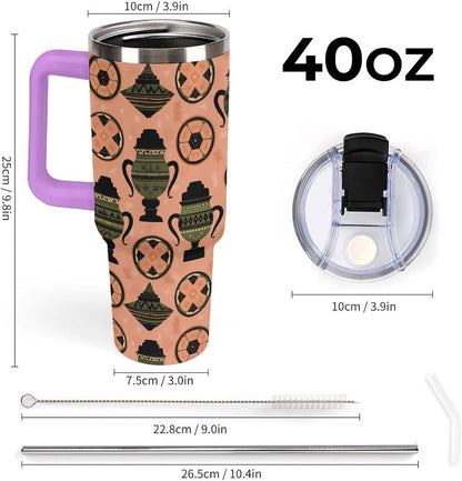 Leakproof Tumbler Vacuum Sealed Car Holder Friendly For Travel Simple Minimalist White Poppy Flower Pattern Coffee Mug Light Rose Red-style-27 - Colors H