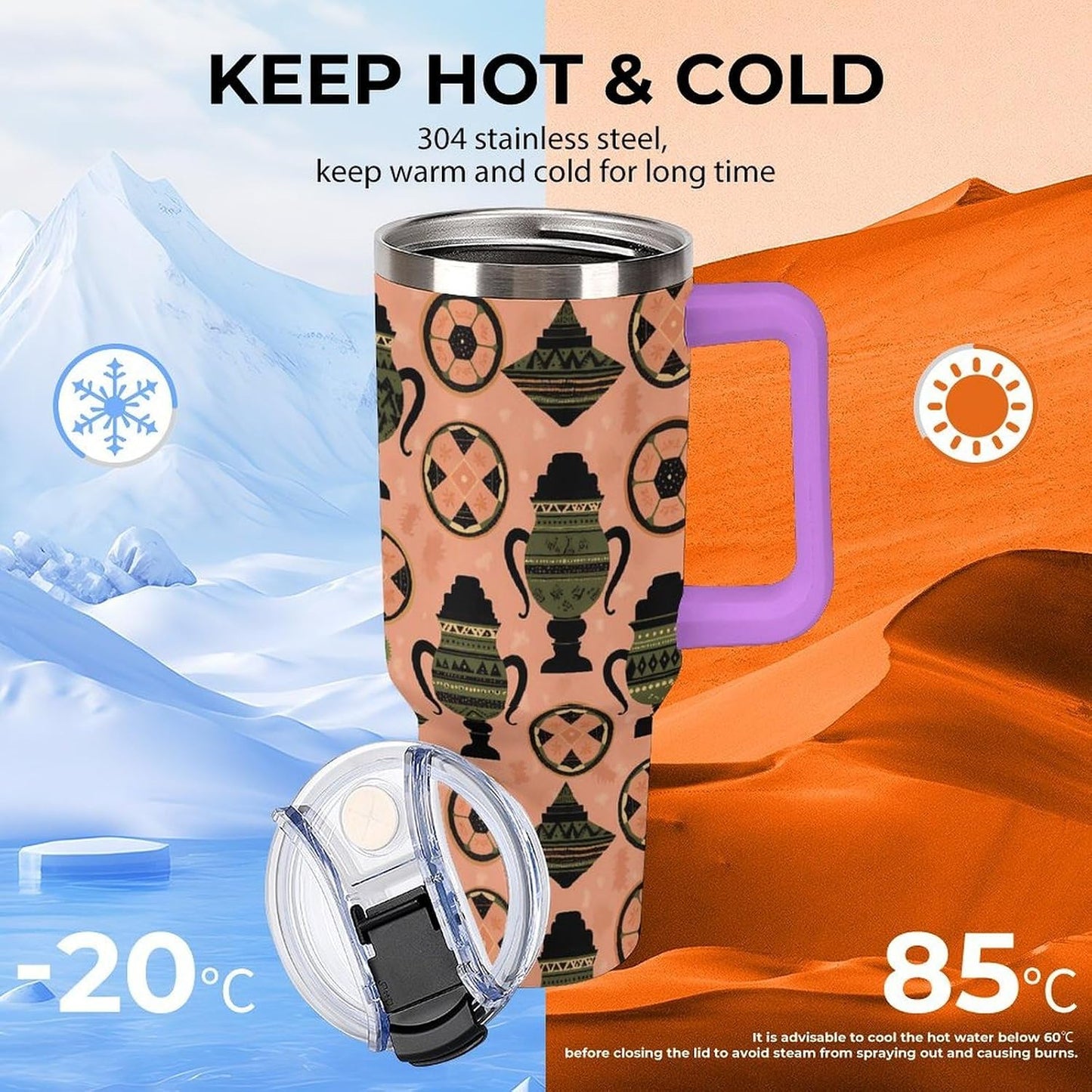 Leakproof Tumbler Vacuum Sealed Car Holder Friendly For Travel Simple Minimalist White Poppy Flower Pattern Coffee Mug Light Rose Red-style-27 - Colors H