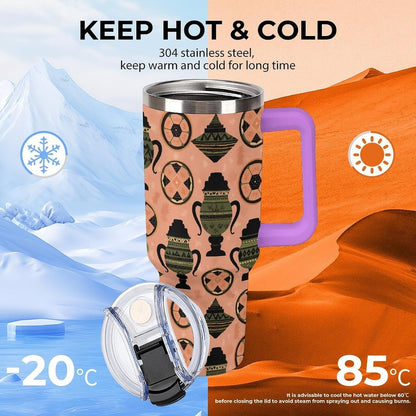 Leakproof Tumbler Vacuum Sealed Car Holder Friendly For Travel Simple Minimalist White Poppy Flower Pattern Coffee Mug Light Rose Red-style-27 - Colors H