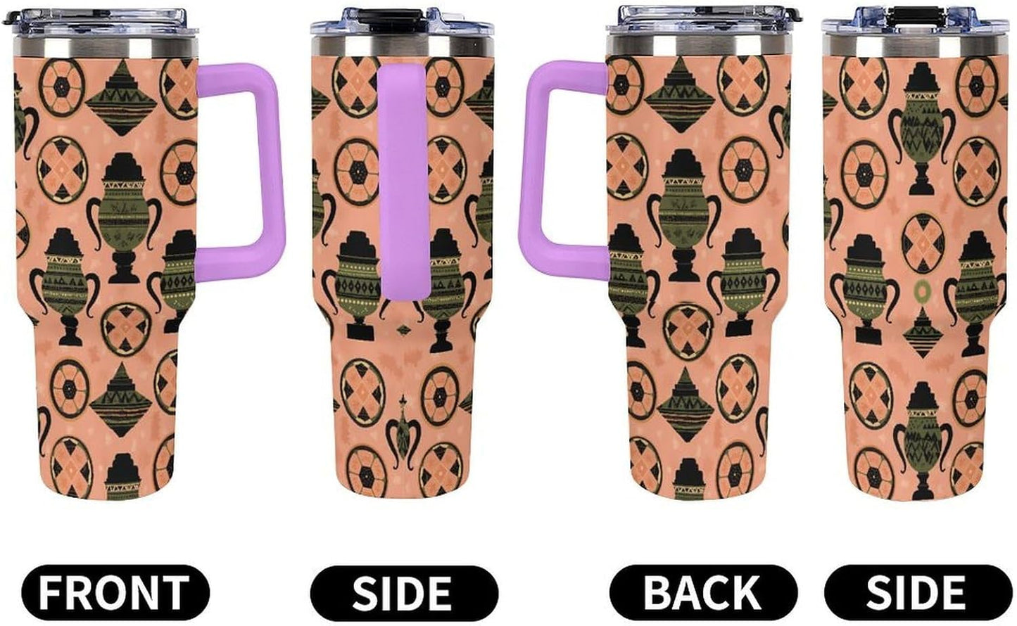 Leakproof Tumbler Vacuum Sealed Car Holder Friendly For Travel Simple Minimalist White Poppy Flower Pattern Coffee Mug Light Rose Red-style-27 - Colors H