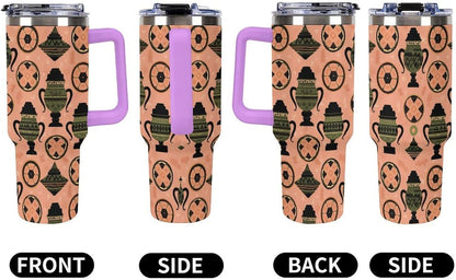 Leakproof Tumbler Vacuum Sealed Car Holder Friendly For Travel Simple Minimalist White Poppy Flower Pattern Coffee Mug Light Rose Red-style-27 - Colors H