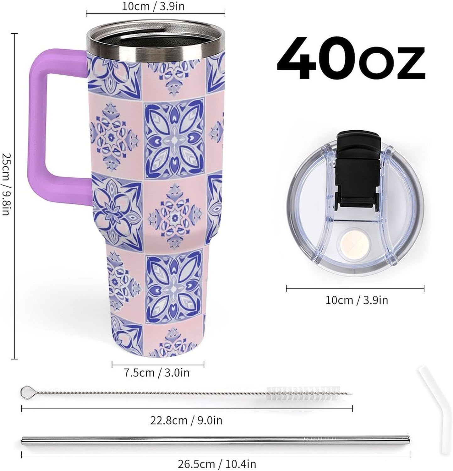 Leakproof Tumbler Vacuum Sealed Car Holder Friendly For Travel Simple Minimalist White Poppy Flower Pattern Coffee Mug Light Rose Red-style-27 - Colors H
