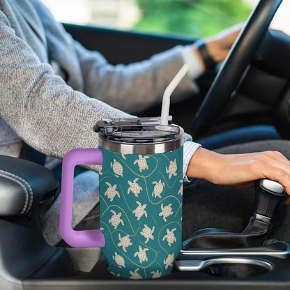 Leakproof Tumbler Vacuum Sealed Car Holder Friendly For Travel Simple Minimalist White Poppy Flower Pattern Coffee Mug Light Rose Red-style-27 - Colors H