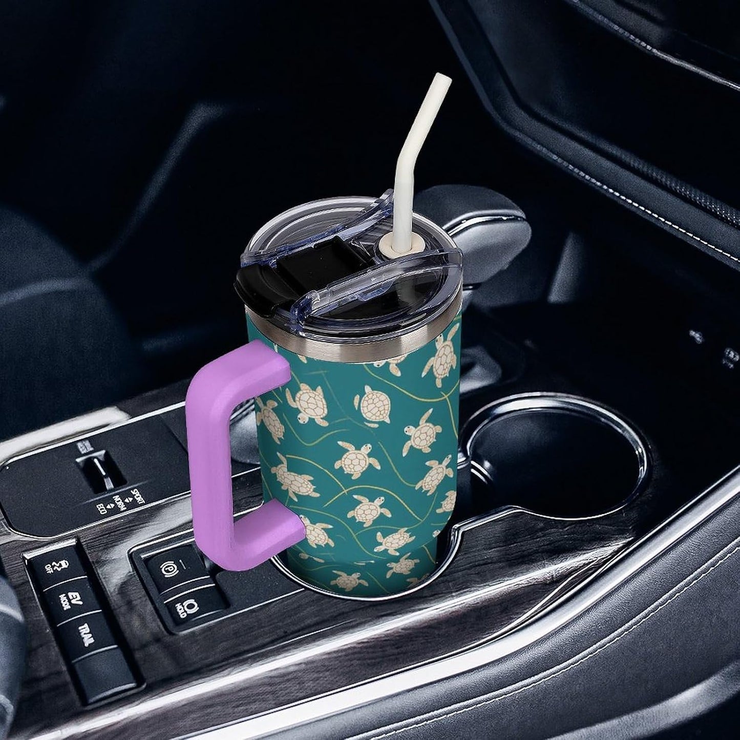 Leakproof Tumbler Vacuum Sealed Car Holder Friendly For Travel Simple Minimalist White Poppy Flower Pattern Coffee Mug Light Rose Red-style-27 - Colors H