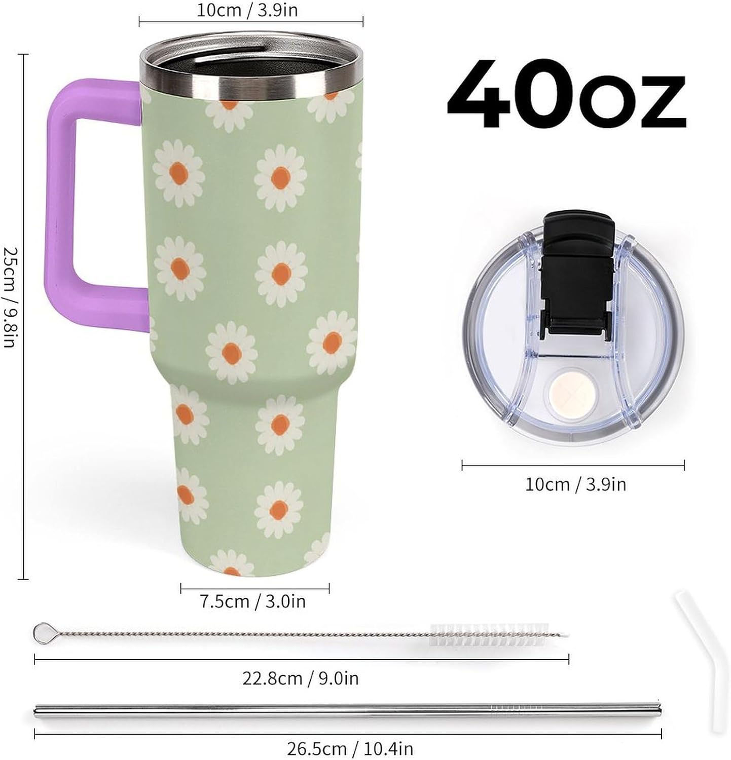 Leakproof Tumbler Vacuum Sealed Car Holder Friendly For Travel Simple Minimalist White Poppy Flower Pattern Coffee Mug Light Rose Red-style-27 - Colors H